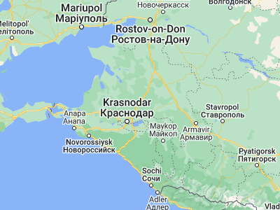 Map showing location of Platnirovskaya (45.39531, 39.3842)