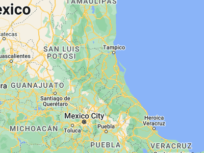 Map showing location of Platón Sánchez (21.28333, -98.36667)