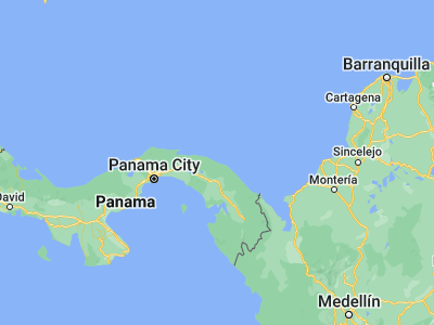 Map showing location of Playón Chico (9.3, -78.23333)