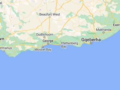 Map showing location of Plettenberg Bay (-34.05274, 23.3716)