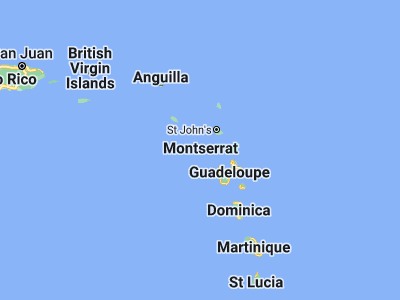 Map showing location of Plymouth (16.70555, -62.21292)