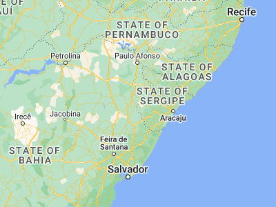 Map showing location of Poço Verde (-10.70833, -38.18333)
