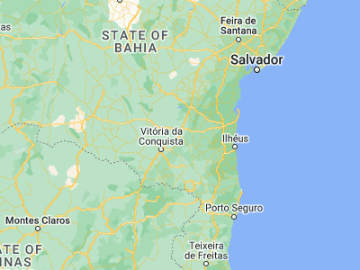 Map showing location of Poções (-14.52972, -40.36528)