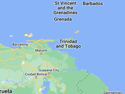Map showing location of Point Fortin (10.18333, -61.68333)