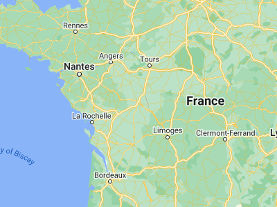 Map showing location of Poitiers (46.58333, 0.33333)