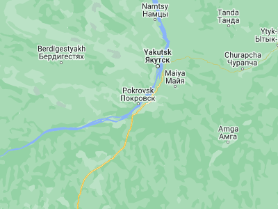 Map showing location of Pokrovsk (61.47768, 129.13699)