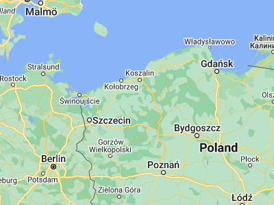Map showing location of Połczyn-Zdrój (53.76424, 16.09574)