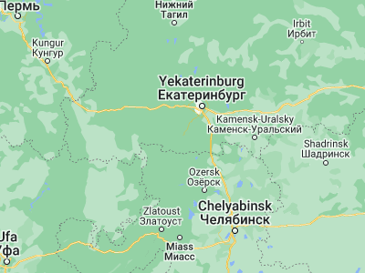 Map showing location of Polevskoy (56.44222, 60.18778)