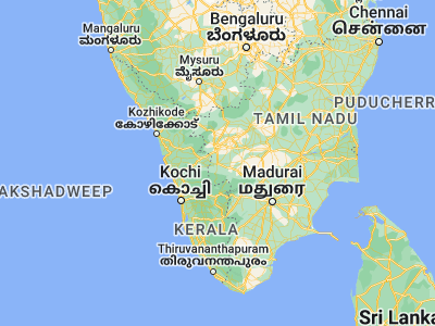 Map showing location of Pollachi (10.65825, 77.0085)