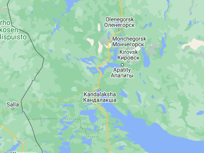 Map showing location of Polyarnyye Zori (67.36611, 32.49806)