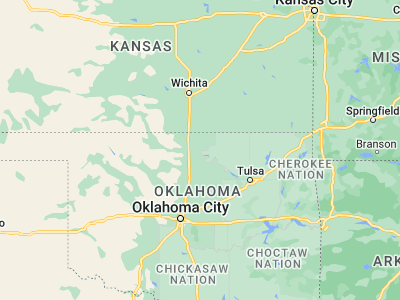 Map showing location of Ponca City (36.70698, -97.08559)