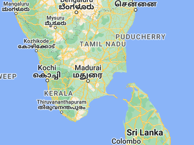Map showing location of Ponnamarāvati (10.3, 78.55)