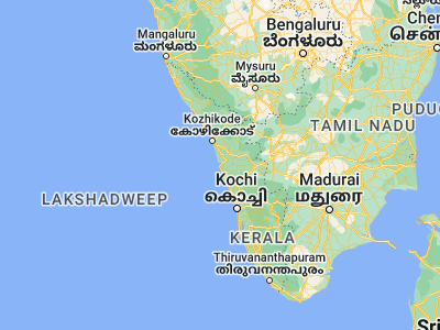 Map showing location of Ponnāni (10.76695, 75.92523)