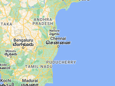 Map showing location of Ponneri (13.33868, 80.19487)