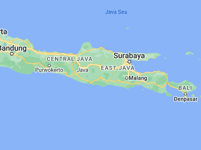 Map showing location of Ponorogo (-7.8685, 111.462)