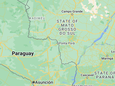 Map showing location of Ponta Porã (-22.53611, -55.72556)