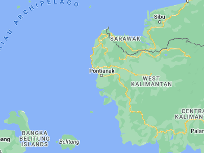 Map showing location of Pontianak (-0.03333, 109.33333)