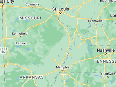 Map showing location of Poplar Bluff (36.757, -90.39289)