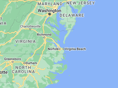 Map showing location of Poquoson (37.12237, -76.34578)