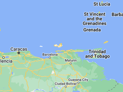 Map showing location of Porlamar (10.95796, -63.84906)