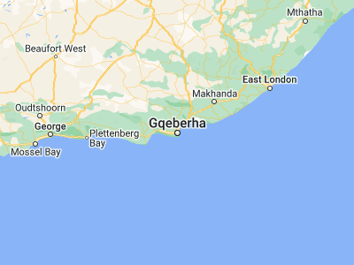 Map showing location of Port Elizabeth (-33.91799, 25.57007)