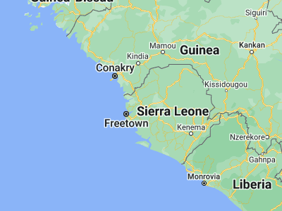 Map showing location of Port Loko (8.76667, -12.78333)