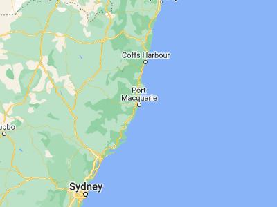 Map showing location of Port Macquarie (-31.43084, 152.90894)