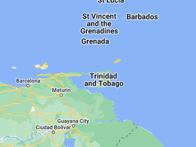Map showing location of Port-of-Spain (10.66617, -61.51657)