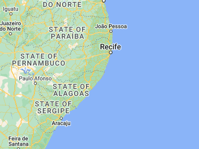 Map showing location of Porto Calvo (-9.045, -35.39833)