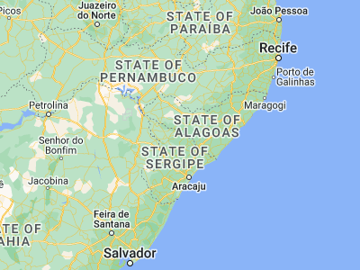 Map showing location of Porto da Folha (-9.91722, -37.27833)