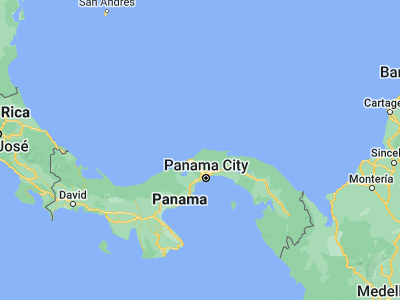 Map showing location of Portobelo (9.55, -79.65)