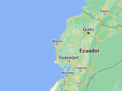 Map showing location of Portoviejo (-1.05, -80.45)