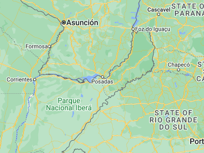 Map showing location of Posadas (-27.36708, -55.89608)