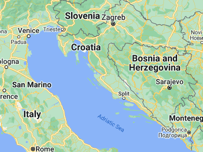 Map showing location of Posedarje (44.21361, 15.47667)
