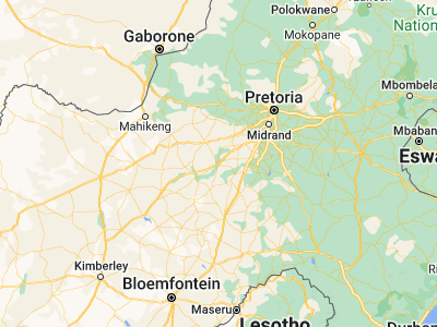 Map showing location of Potchefstroom (-26.71667, 27.1)