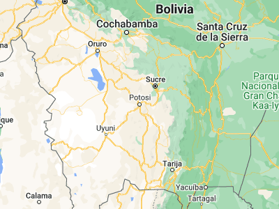 Map showing location of Potosí (-19.58361, -65.75306)