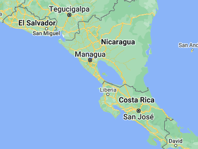 Map showing location of Potosí (11.49416, -85.8568)