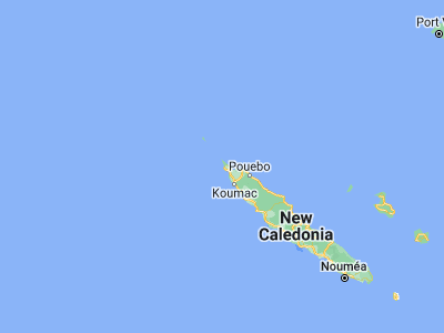 Map showing location of Poum (-20.23333, 164.01667)