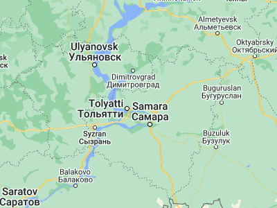 Map showing location of Povolzhskiy (53.5854, 49.7629)