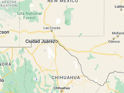 Map showing location of Praxédis Guerrero (31.36667, -106.01667)