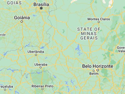 Map showing location of Presidente Olegário (-18.41778, -46.41806)