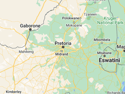 Map showing location of Pretoria (-25.74486, 28.18783)