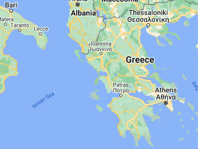 Map showing location of Préveza (38.95, 20.75)