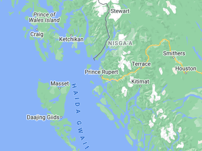 Map showing location of Prince Rupert (54.31614, -130.32012)