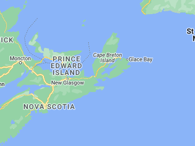 Map showing location of Princeville (45.76684, -61.29853)