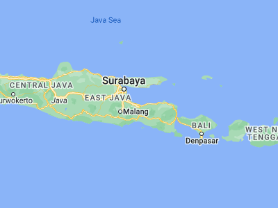 Map showing location of Probolinggo (-7.7543, 113.2159)