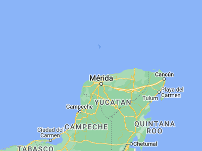 Map showing location of Progreso (21.28953, -89.6292)