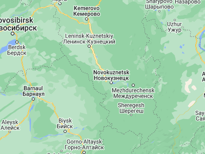 Map showing location of Prokop’yevsk (53.9059, 86.719)