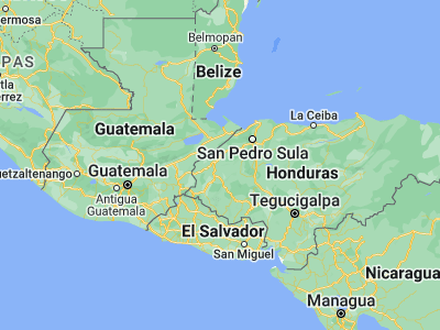 Map showing location of Protección (15.03333, -88.65)