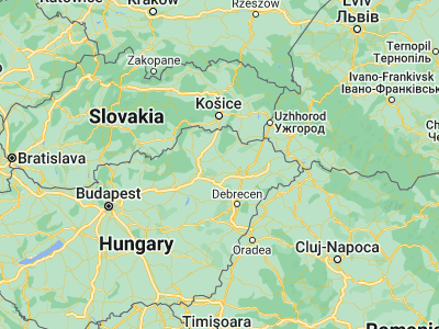 Map showing location of Prügy (48.08333, 21.25)